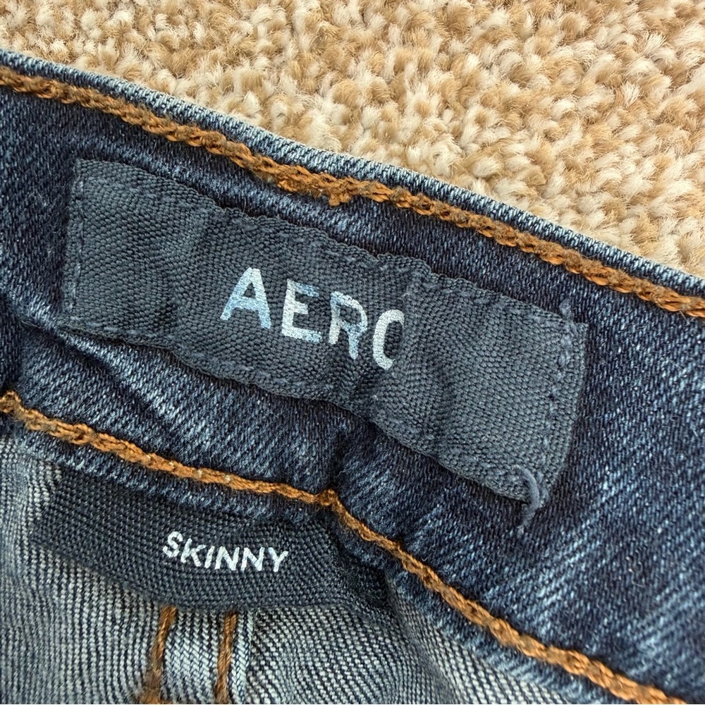AERO Distressed Skinny Jeans 30x30 Medium Wash Stretch Ripped Denim - Picture 8 of 12